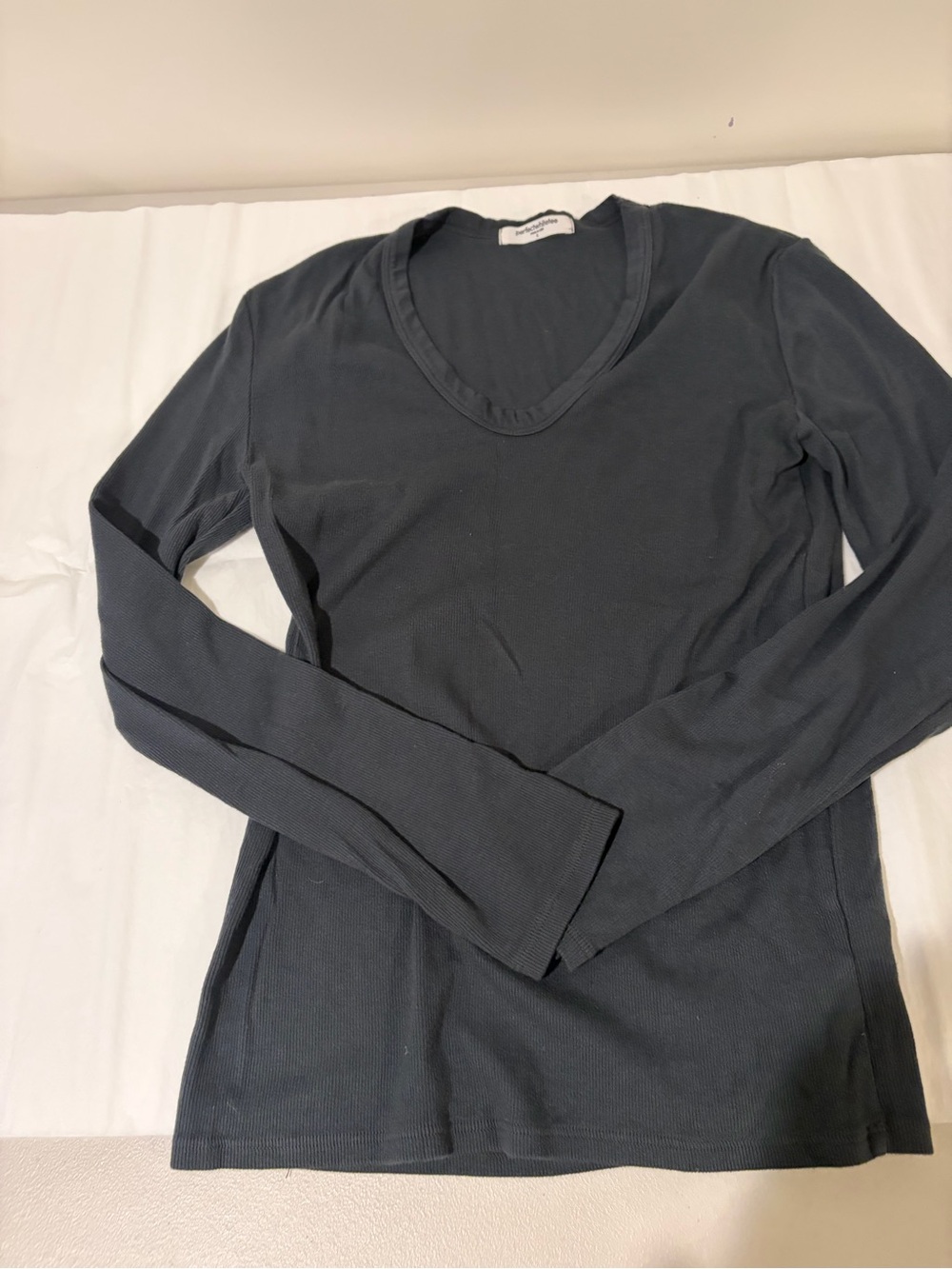 perfectwhitetee Women's Long-Sleeve V-Neck Top - Black